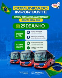 Ituiutaba anuncia mudanças no horário do transporte coletivo para jogo da Seleção